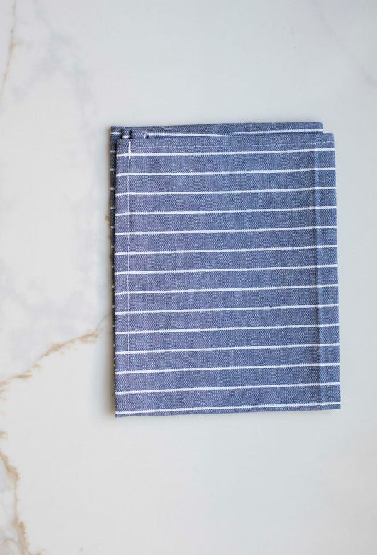 Navy Blue Hand Drawn Striped Cloth Napkin