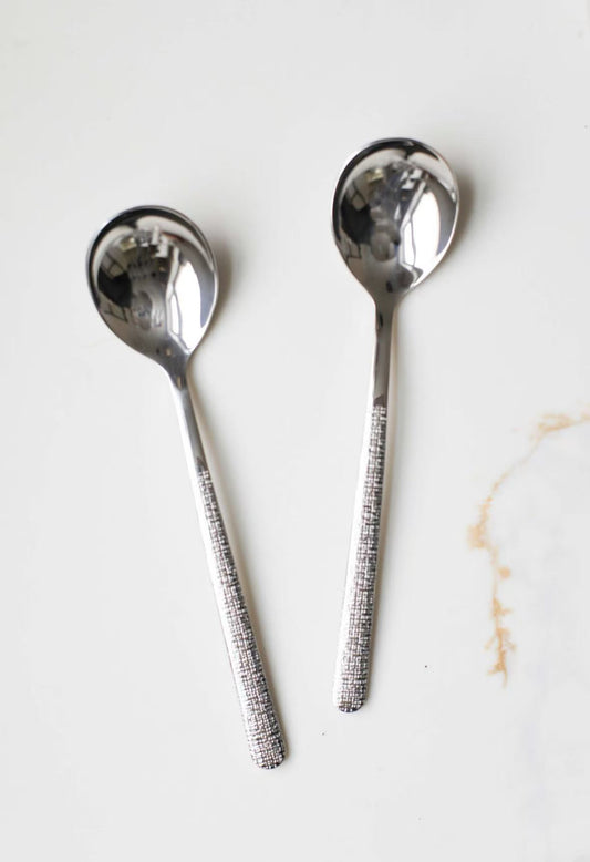 Stainless Steel Spoons with Textured Handles