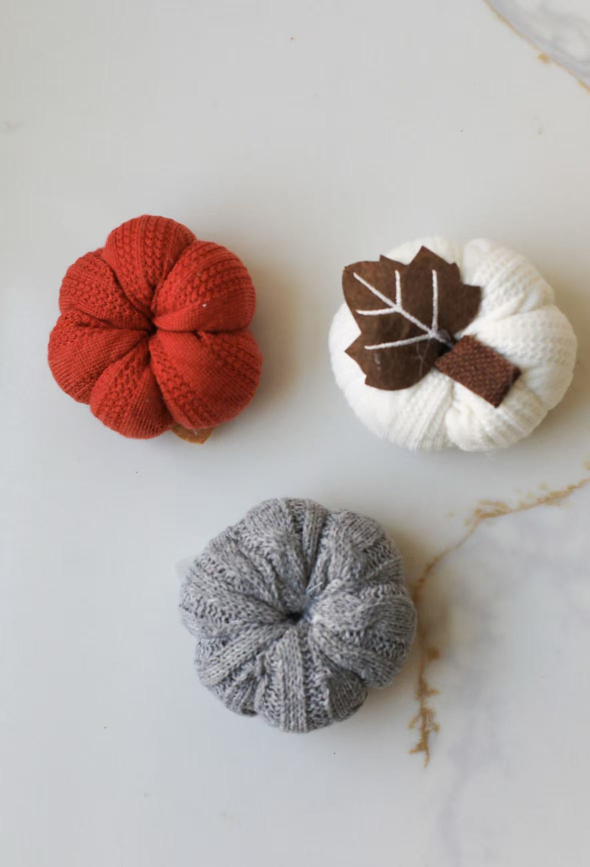 Mini Knit Pumpkins Fall Decorations