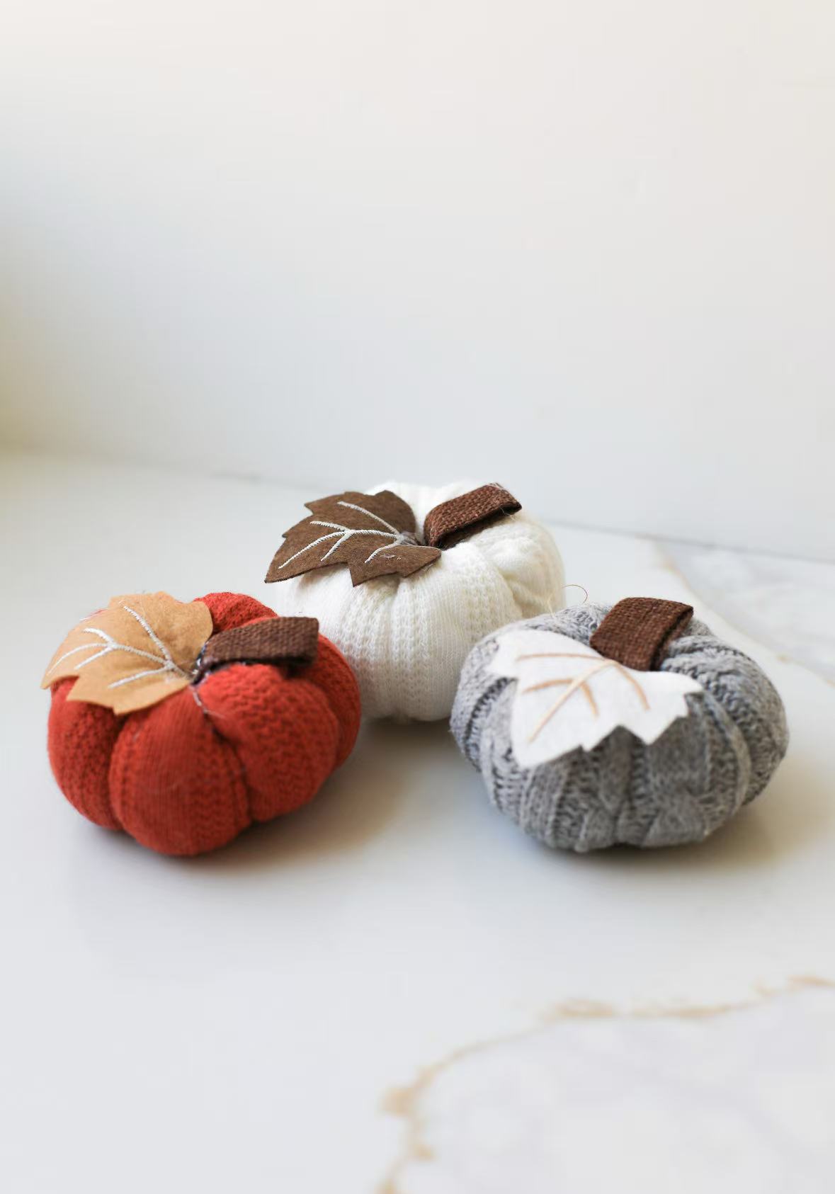 Mini Knit Pumpkins Fall Decorations
