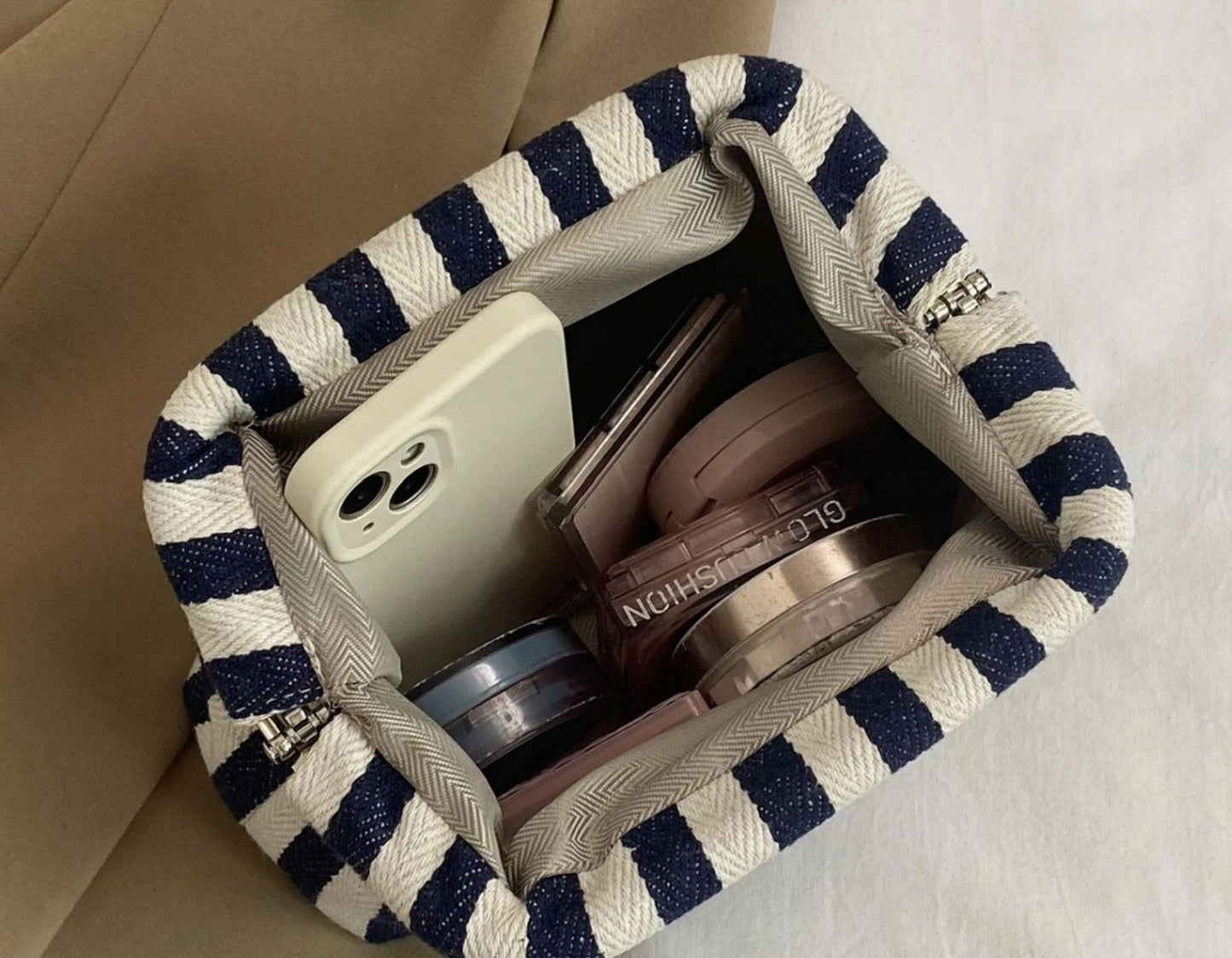 Cute Striped Makeup Pouch