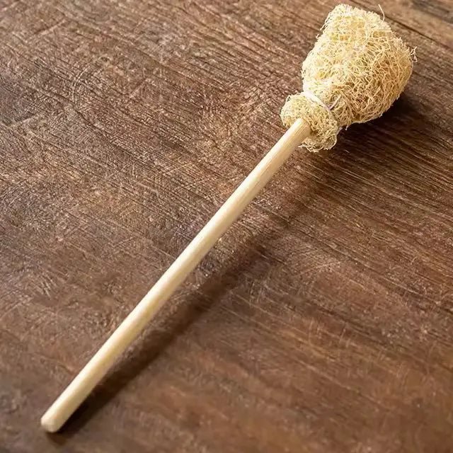 Natural loofah cup brush