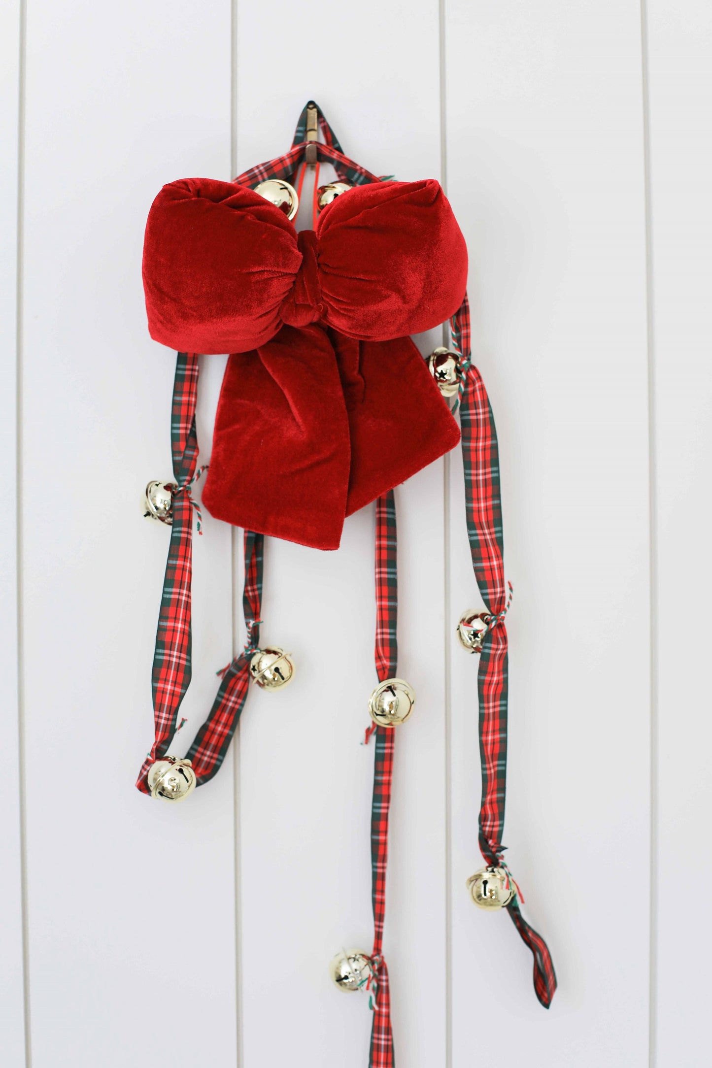 Christmas Plaid Ribbon Lightweight Bell Garland