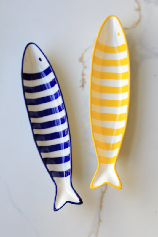 Striped Fish Shaped Ceramic Plate