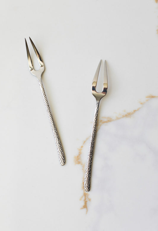 Hammered Stainless Steel Fruit Forks