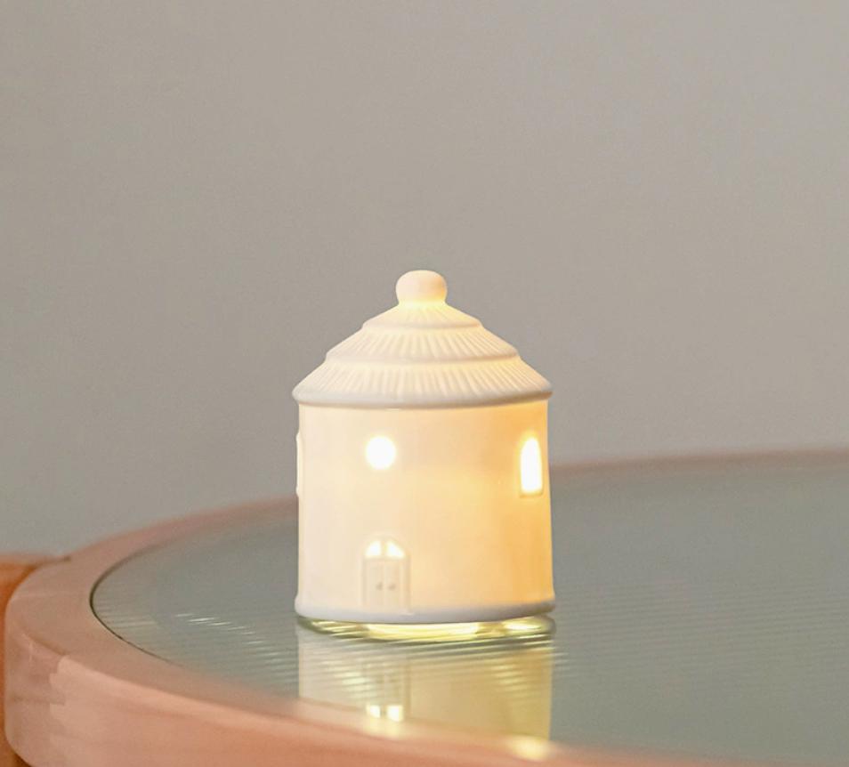 White Ceramic House Candle Holder