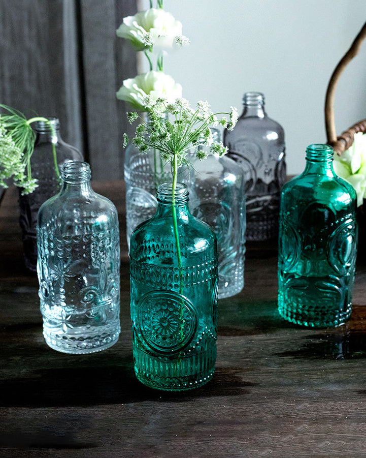 Green and White Vintage Glass Vase