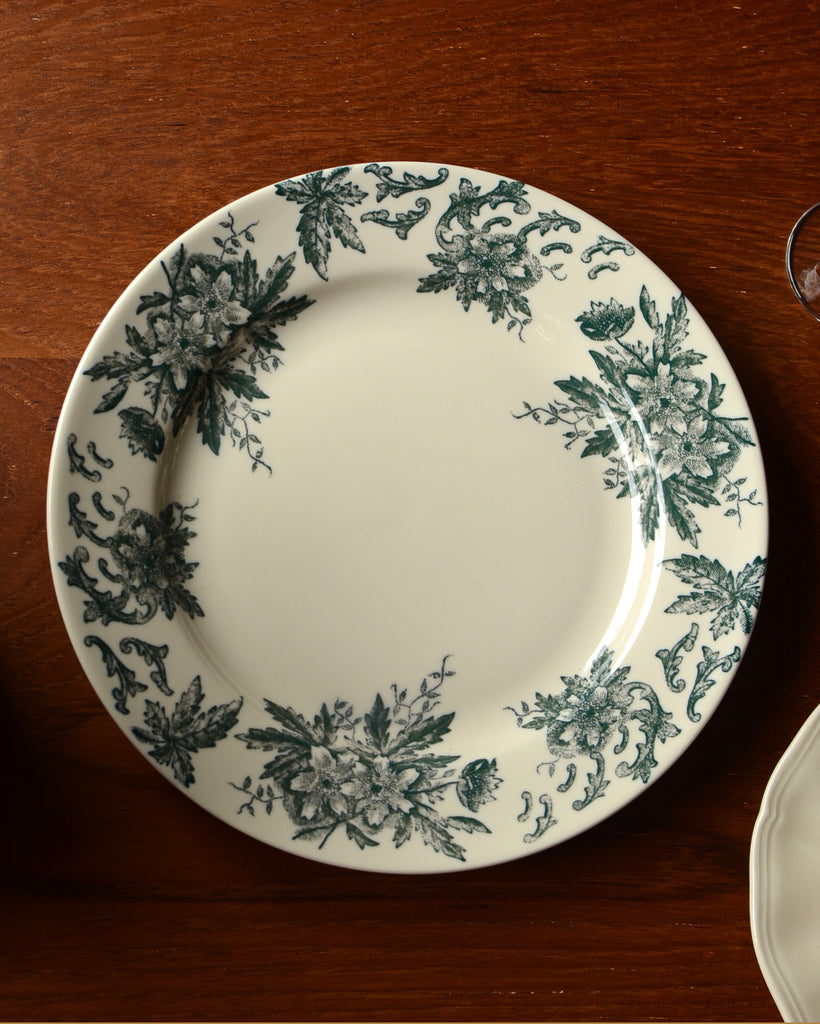 Antique Green Floral Plate