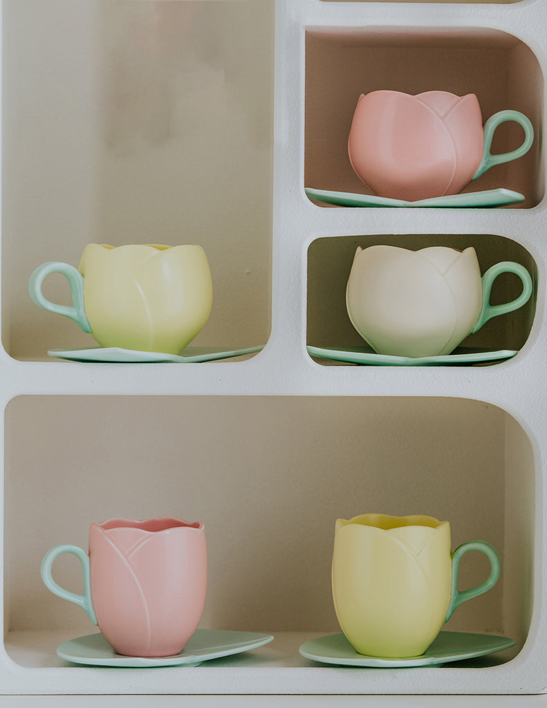 Vintage Tulip Cups and Saucers