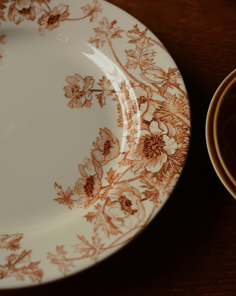 Antique Red Floral Plate