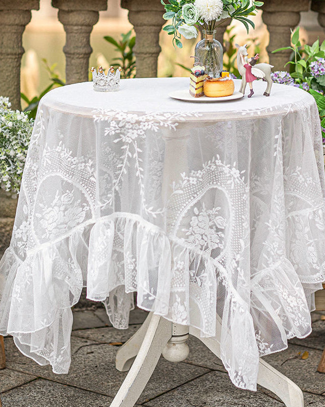 Vintage White Lace Tablecloth
