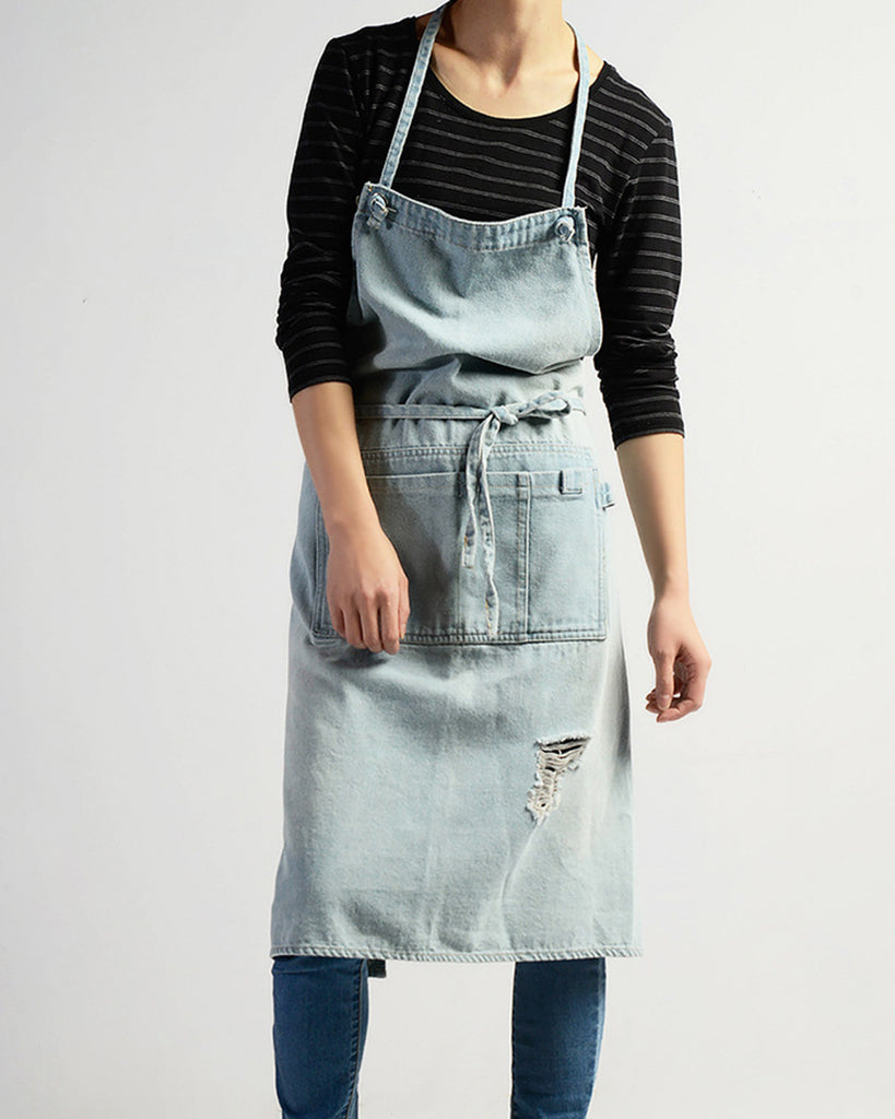 Denim Apron with Two Pockets