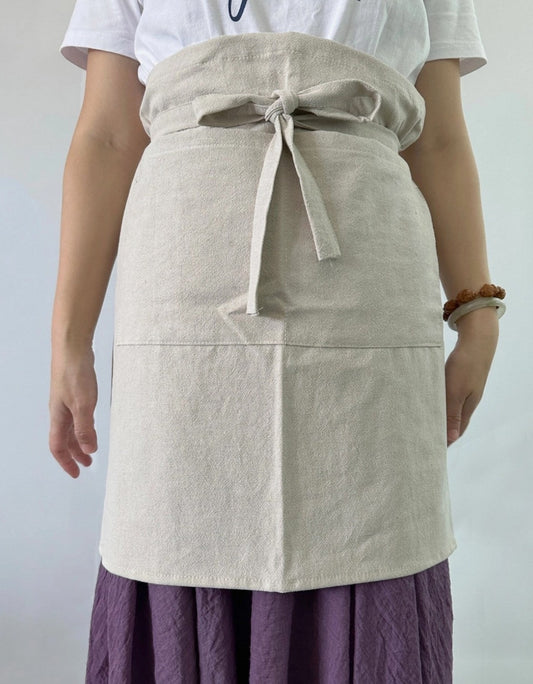 Linen Half Apron with Pockets