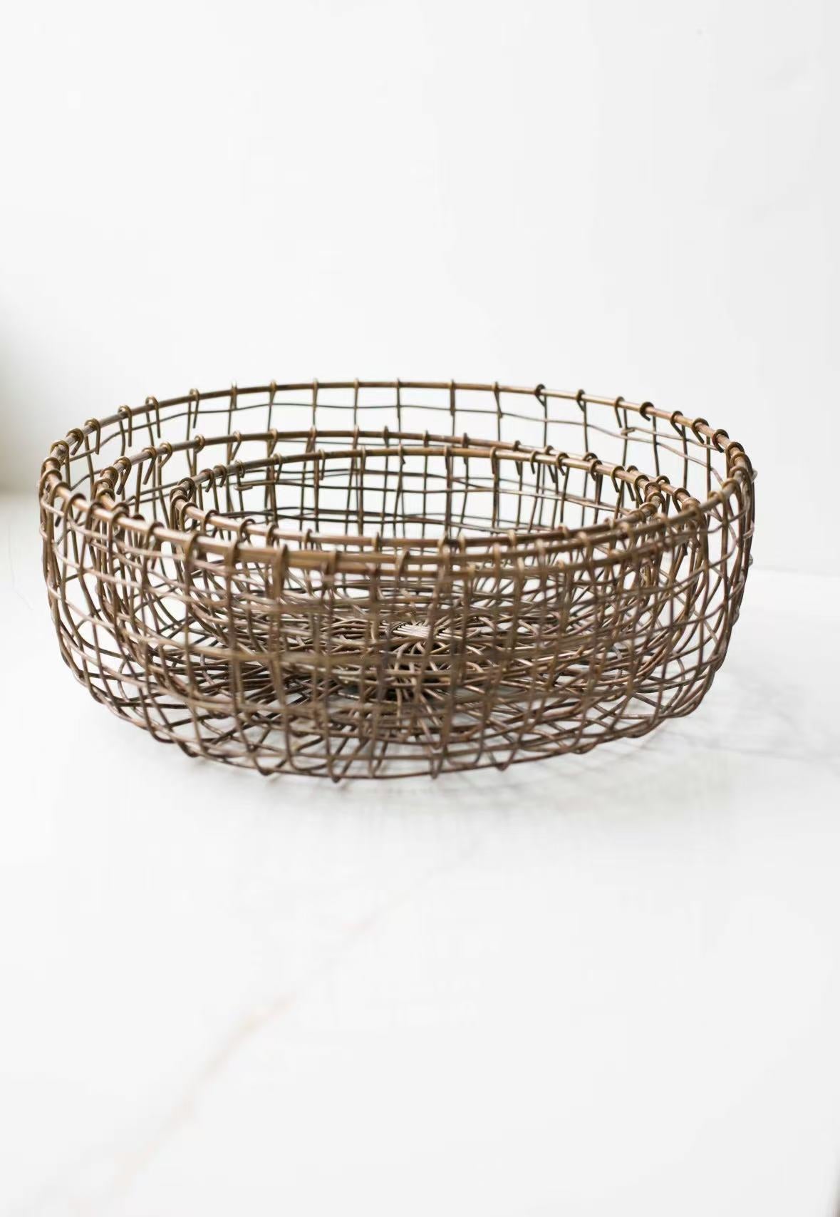 Vintage Wire Round Storage Basket