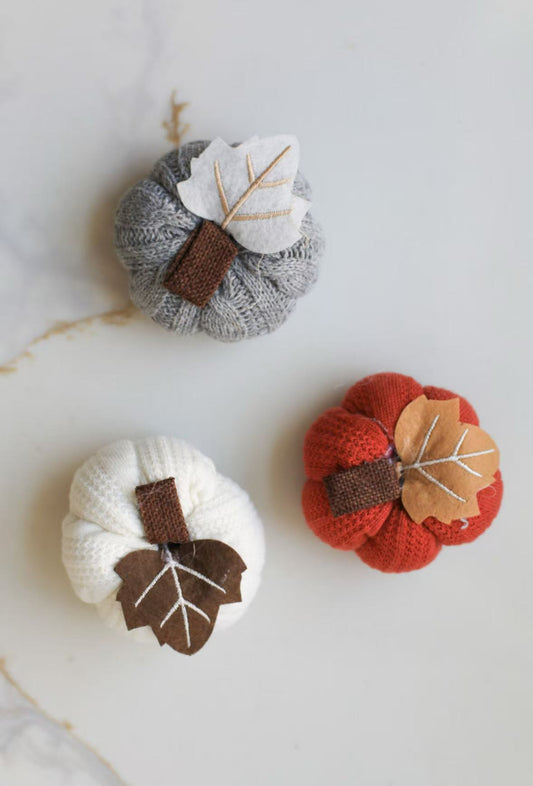 Mini Knit Pumpkins Fall Decorations