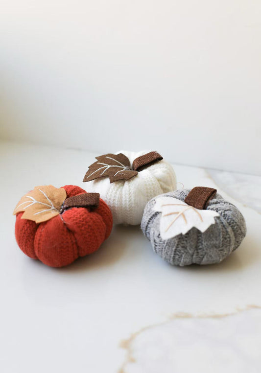Mini Knit Pumpkins Fall Decorations
