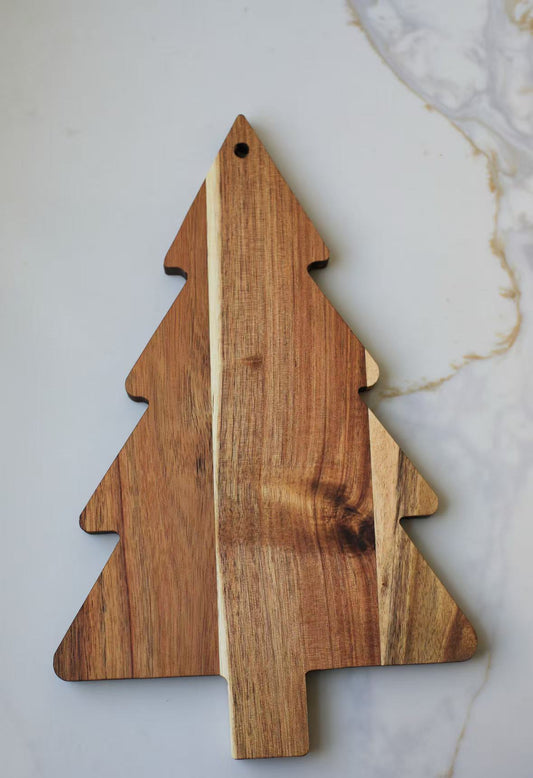 Christmas Tree Platter Wooden Board Dessert Tray