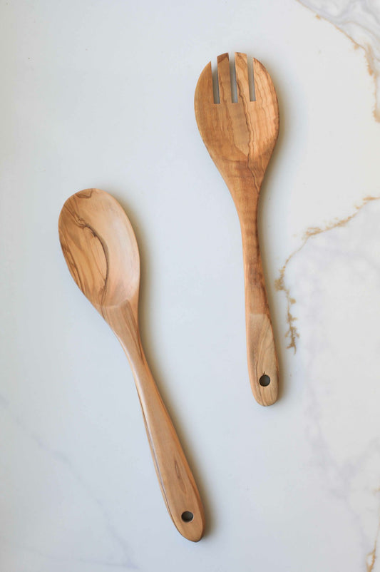 Olivewood Salad Spoon and Fork Set