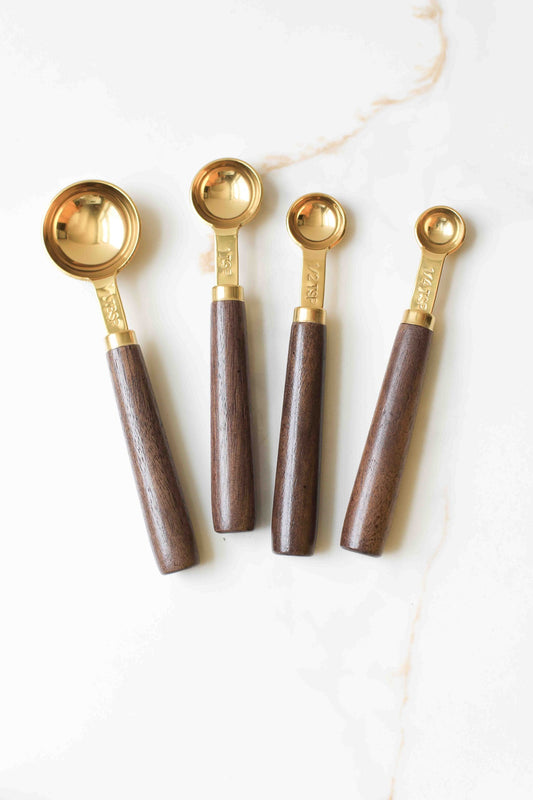 Stainless Steel Walnut Baking Measuring Spoon Set