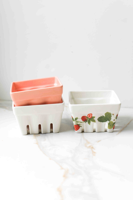 Berry Box Porcelain Colander