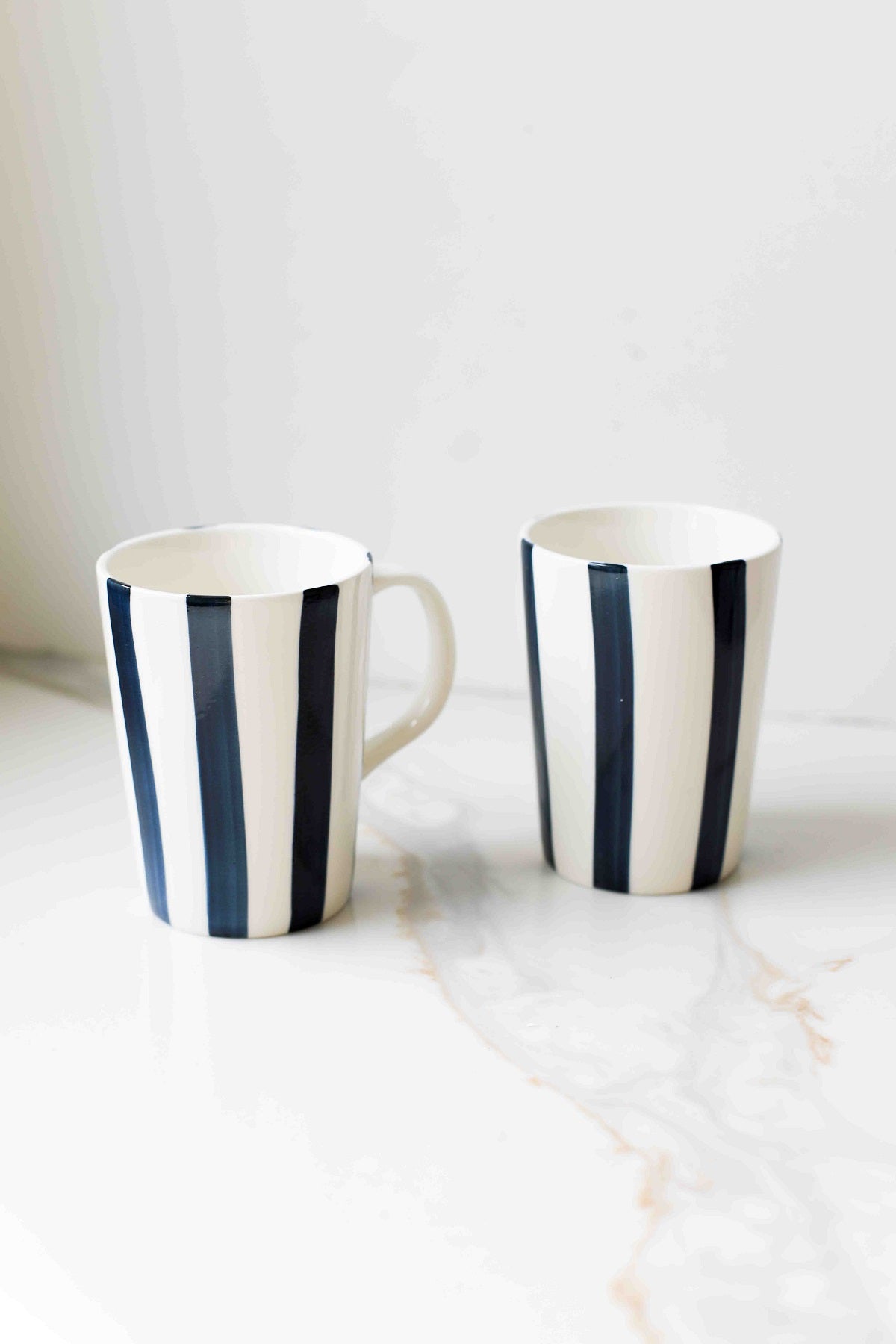 Hand-Painted Striped Ceramic Cup