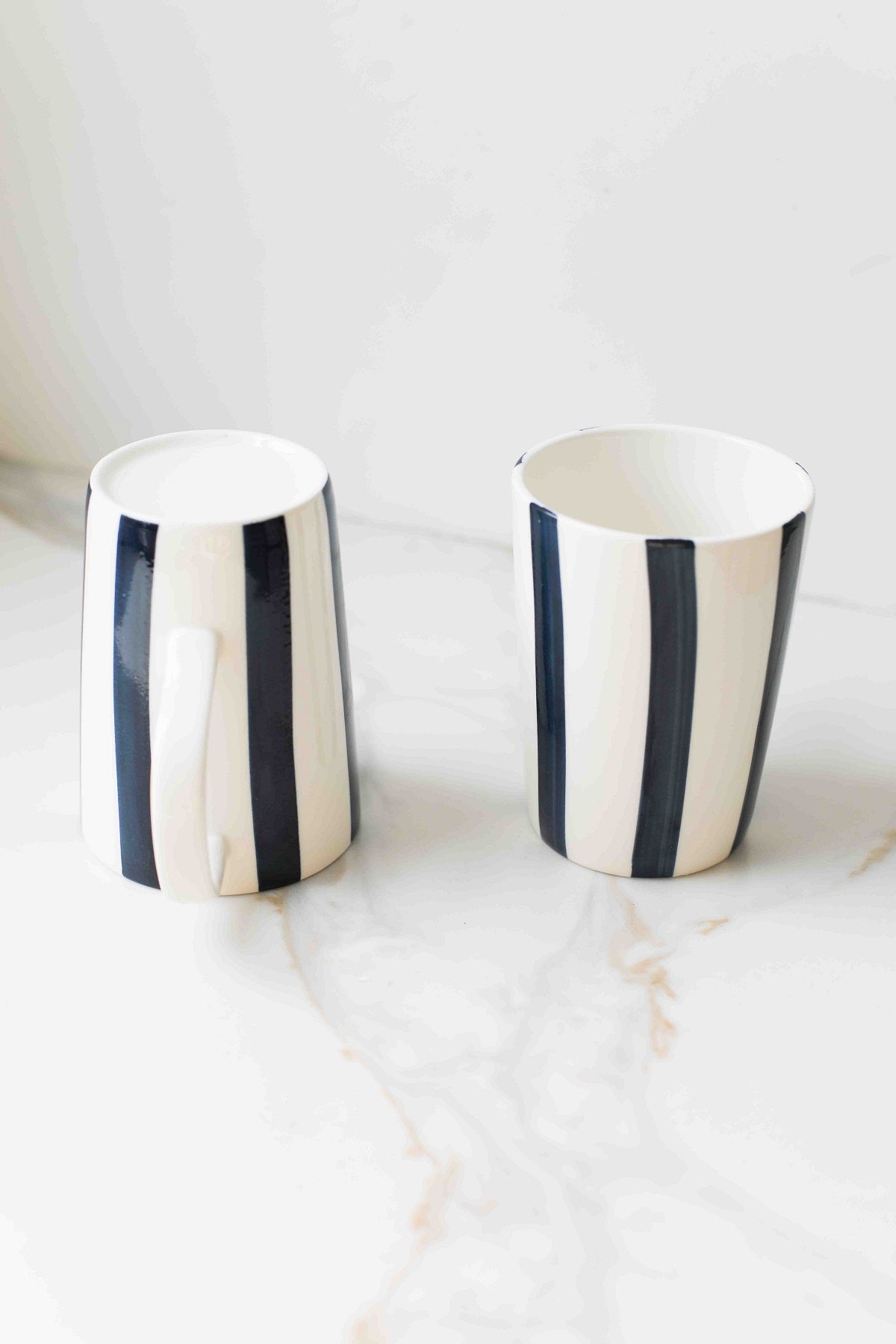 Hand-Painted Striped Ceramic Cup
