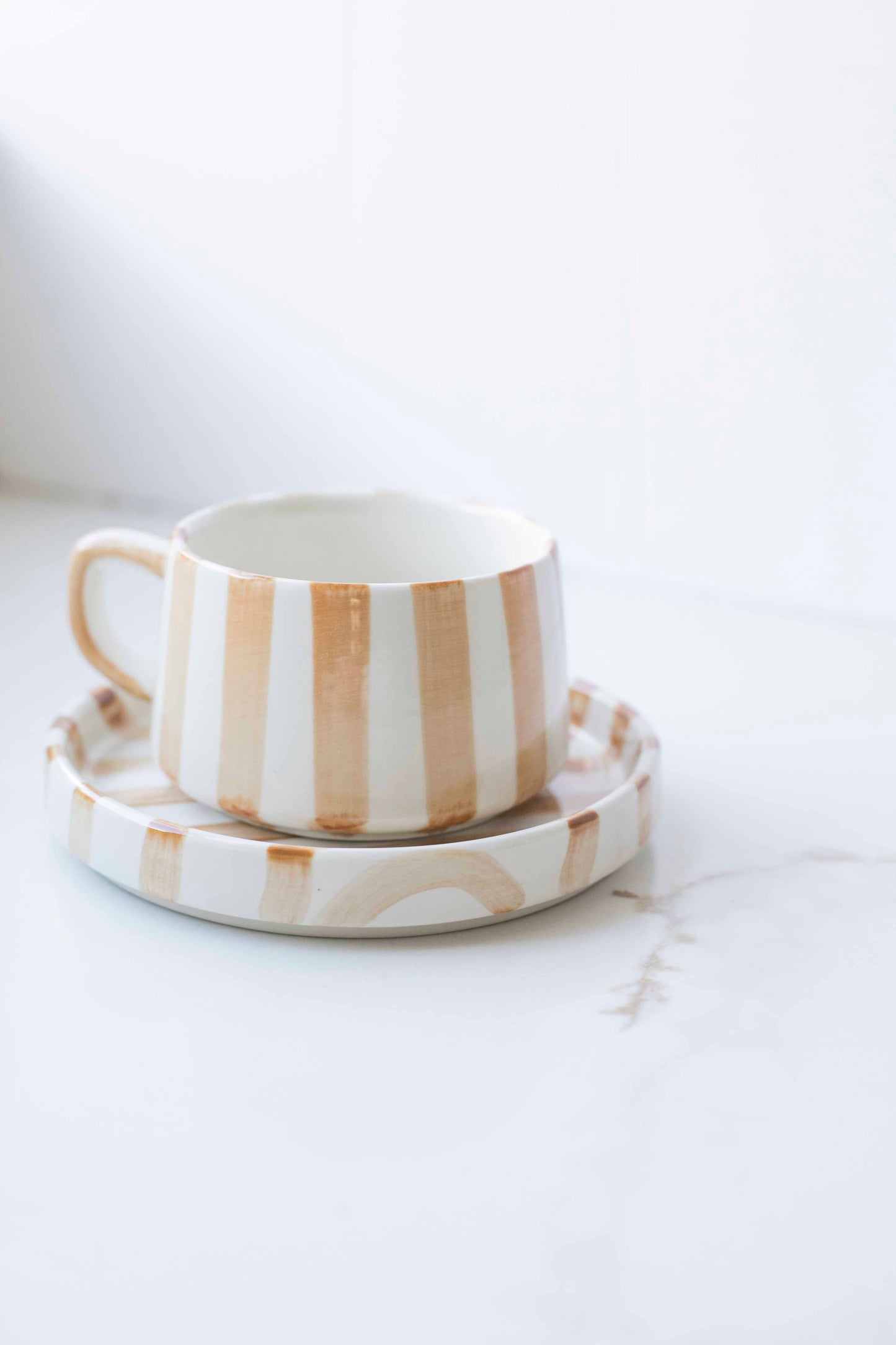 Hand-Painted Striped Ceramic Mugs