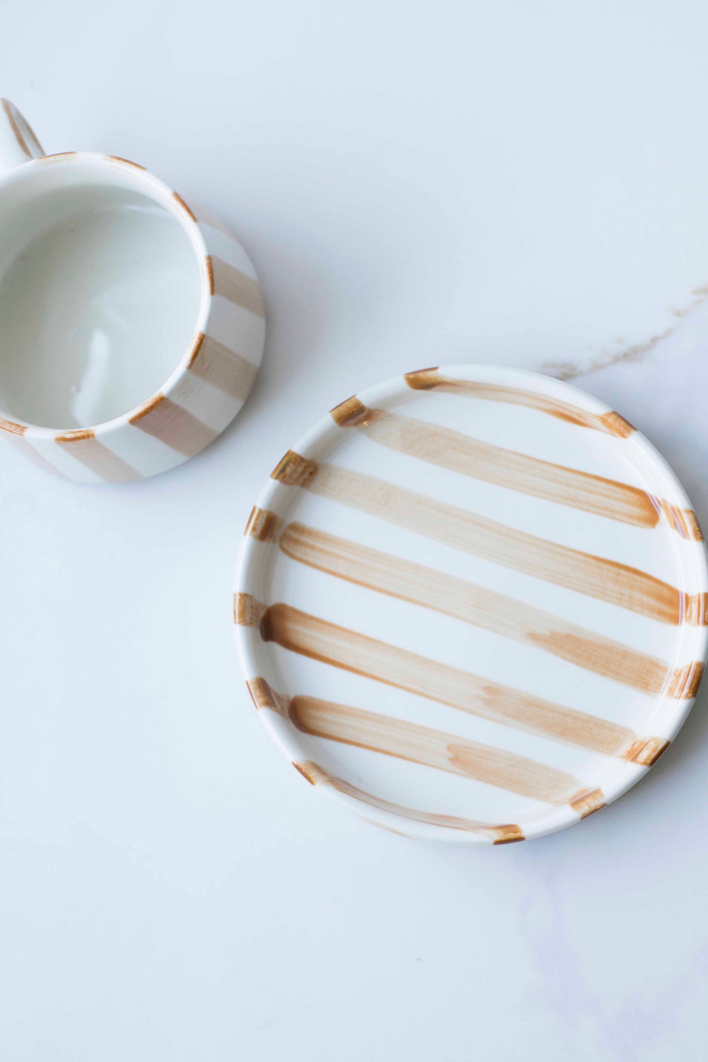 Hand-Painted Striped Ceramic Mugs