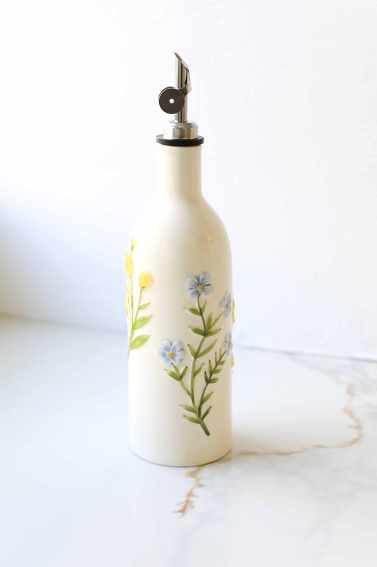 Floral Oil & Vinegar Dispenser Bottle