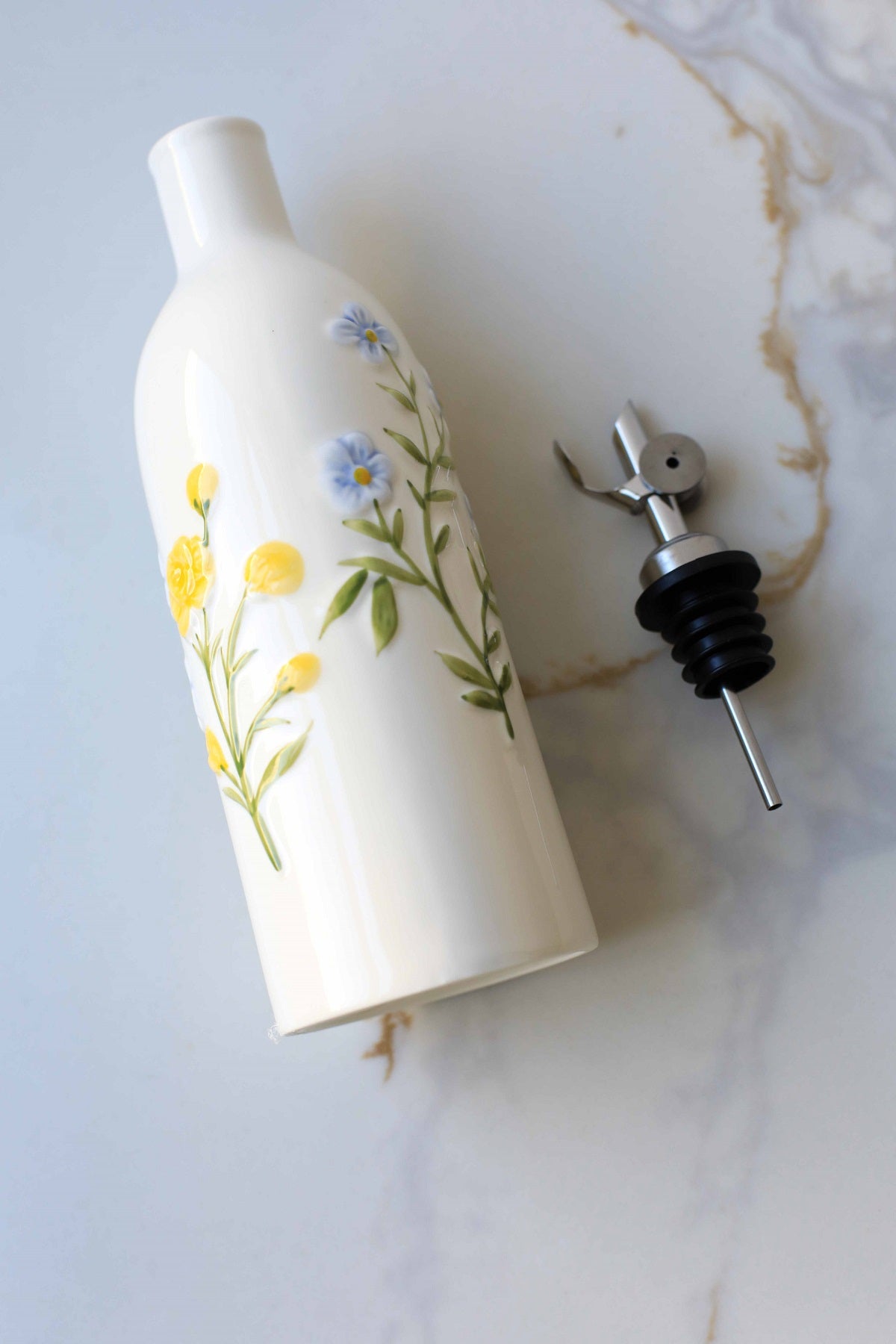 Floral Oil & Vinegar Dispenser Bottle