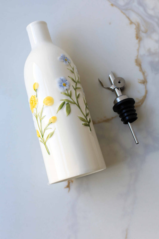 Floral Oil & Vinegar Dispenser Bottle