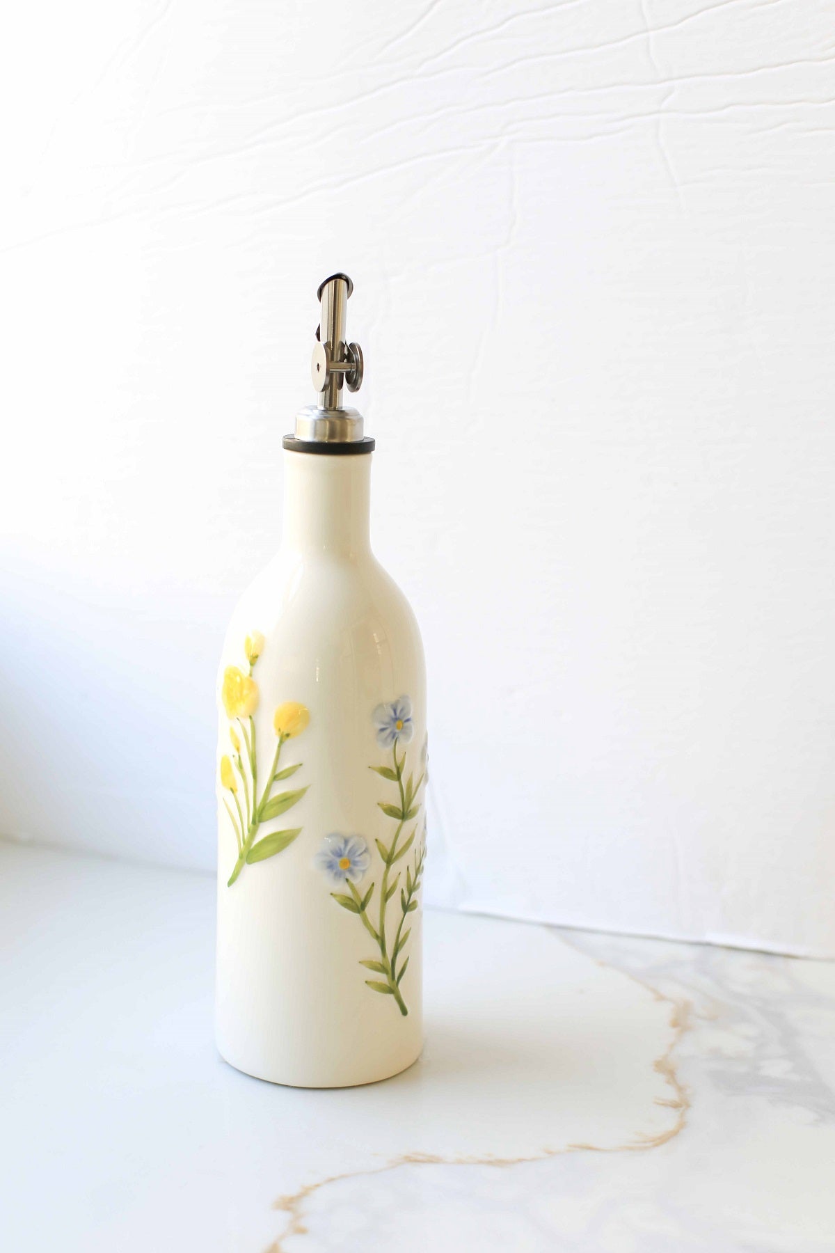 Floral Oil & Vinegar Dispenser Bottle