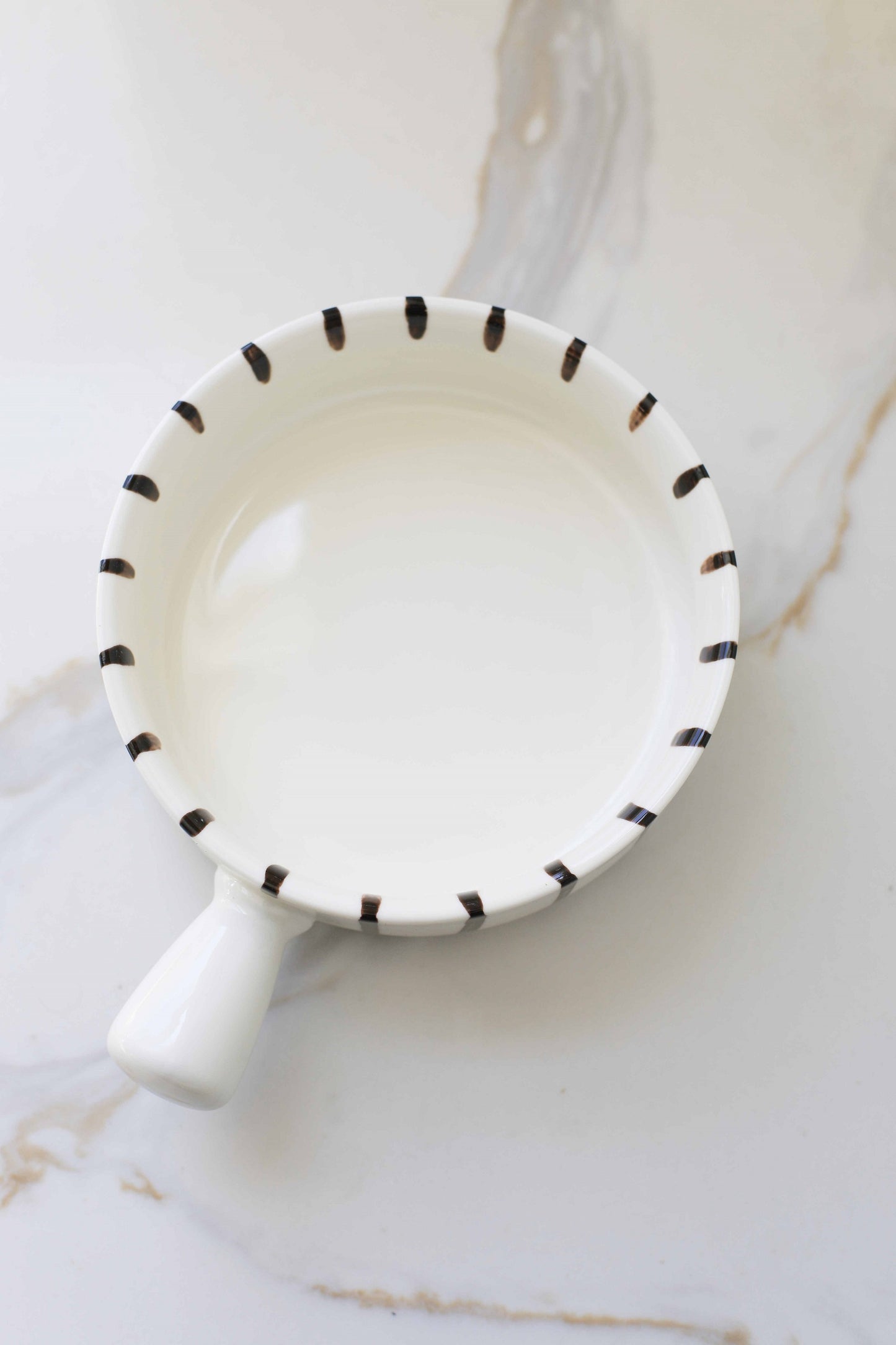 Striped Ceramic Bowl with Handle