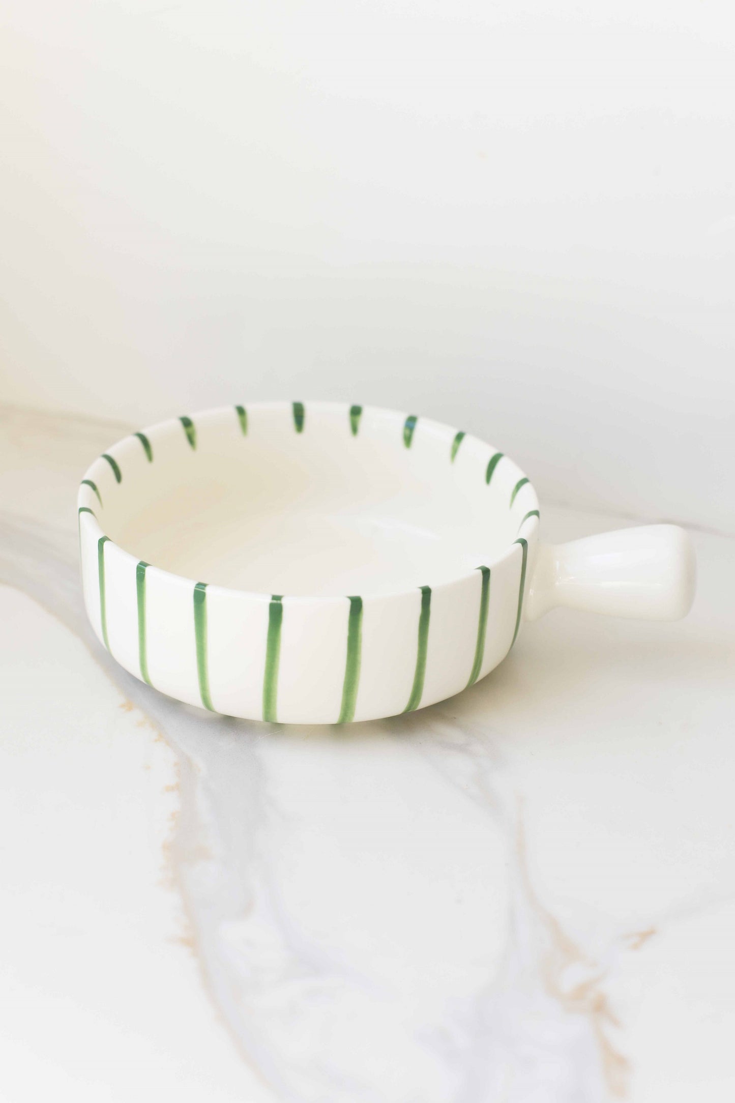 Striped Ceramic Bowl with Handle