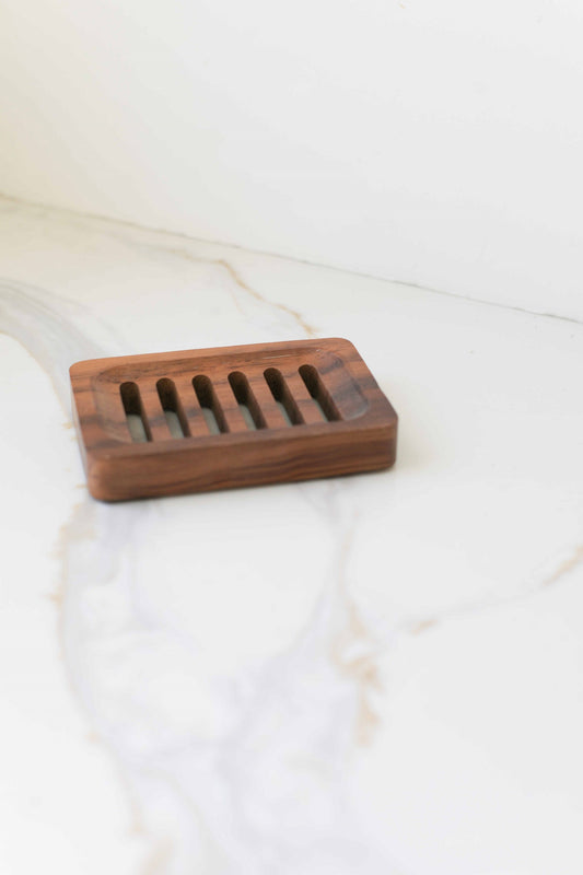 Wooden Soap Dish with Drain Slots