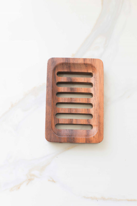 Wooden Soap Dish with Drain Slots