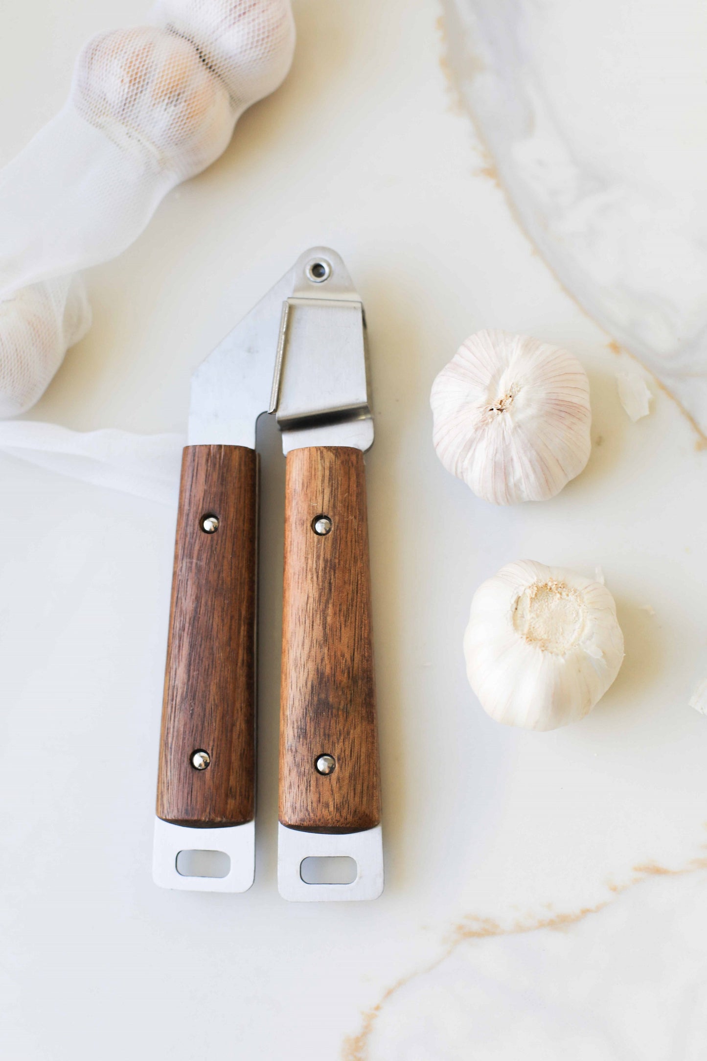 Heirloom Wooded Handle Garlic Press