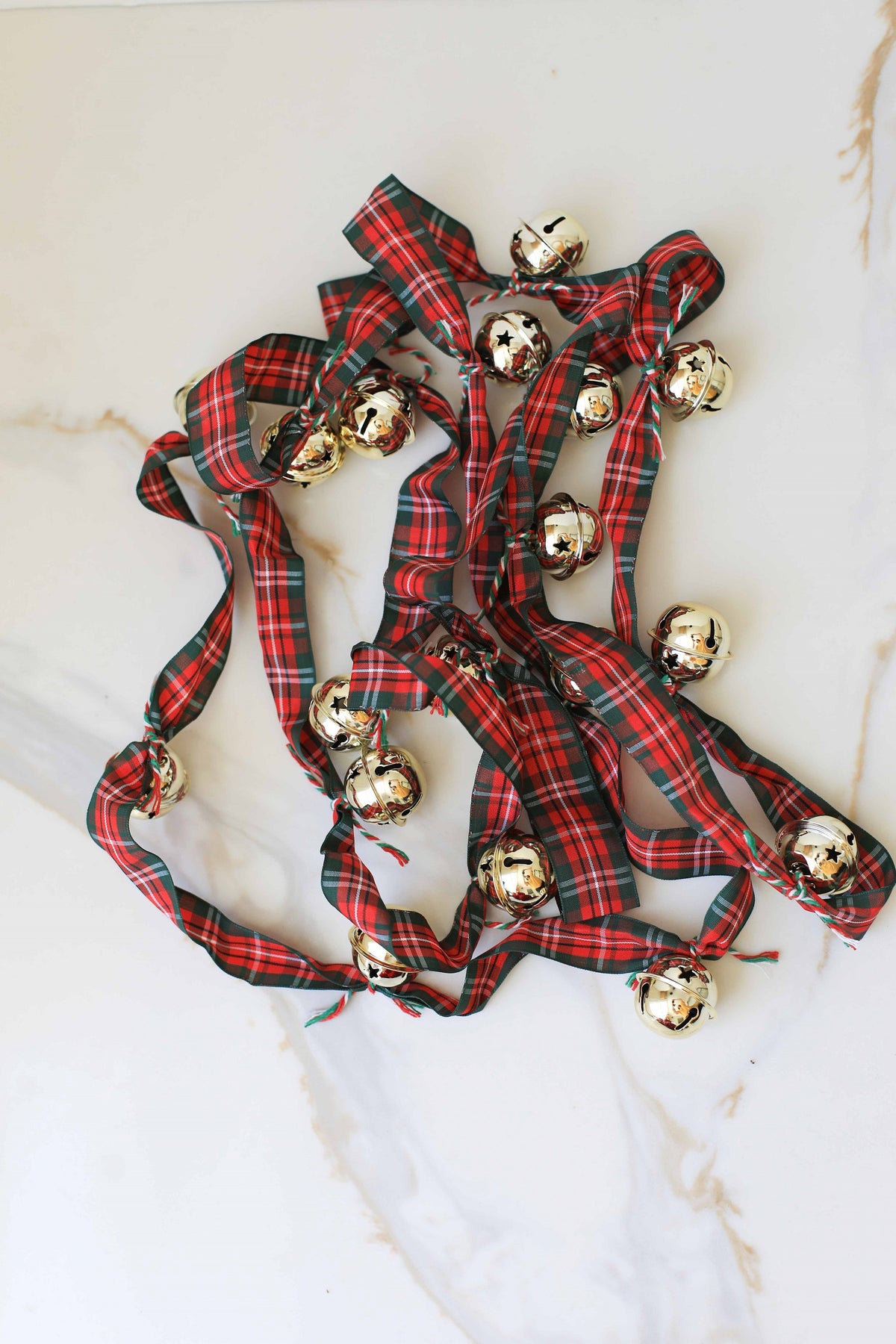 Christmas Plaid Ribbon Lightweight Bell Garland