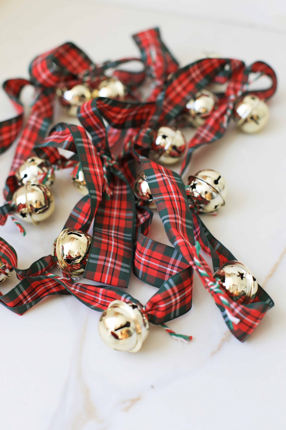Christmas Plaid Ribbon Lightweight Bell Garland