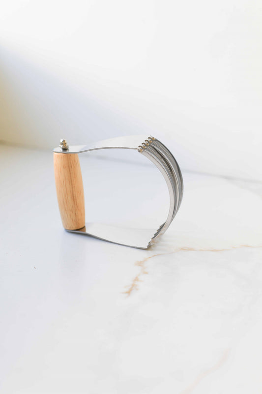 Wood‑Handle Stainless Steel Pastry Blender
