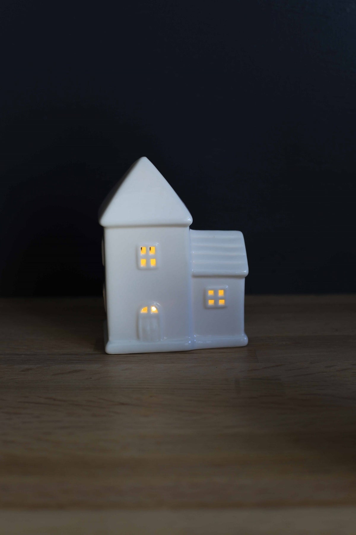 White Ceramic House Candle Holder