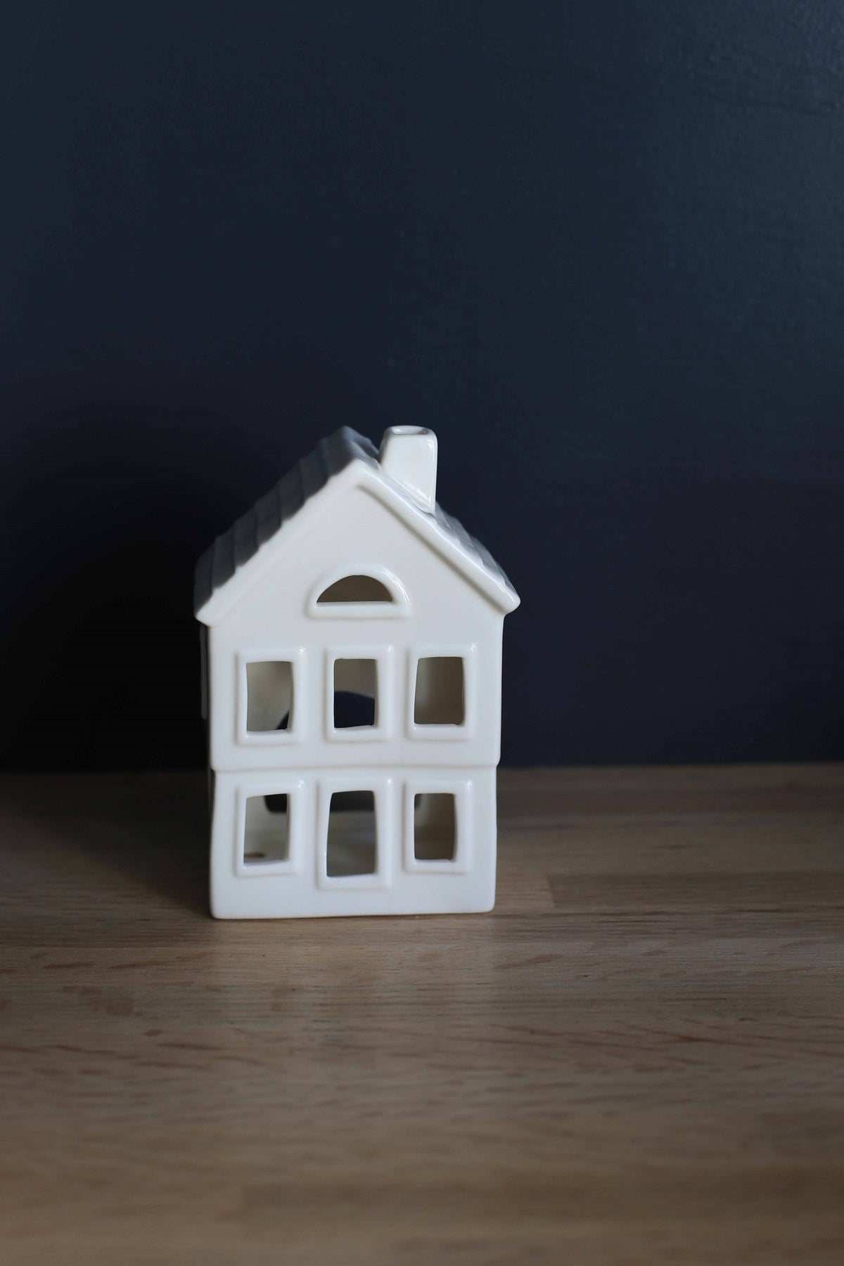 White Ceramic House Candle Holder