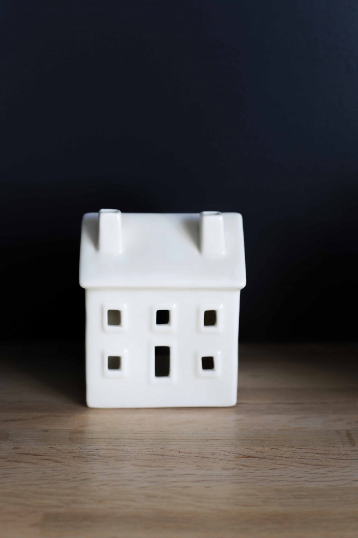 White Ceramic House Candle Holder