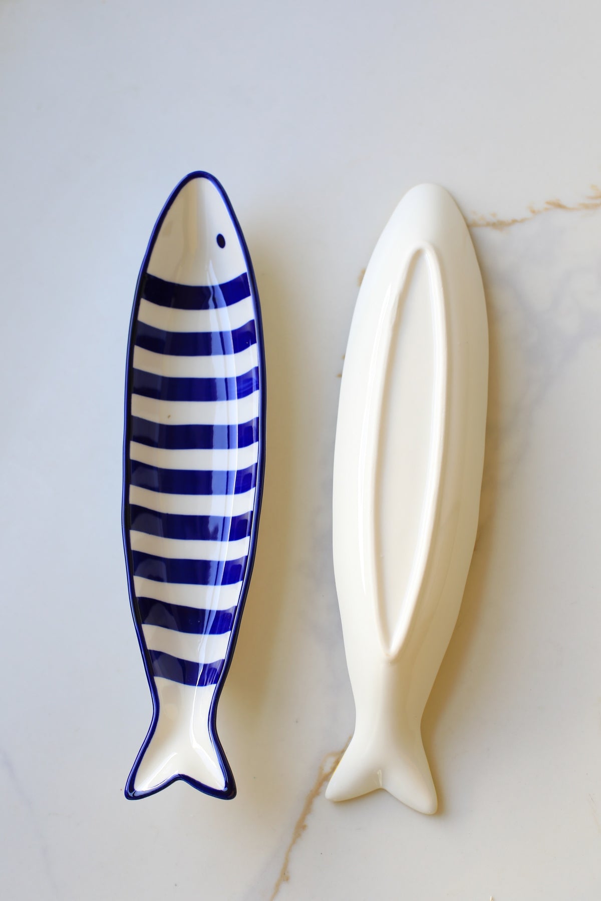 Striped Fish Shaped Ceramic Plate