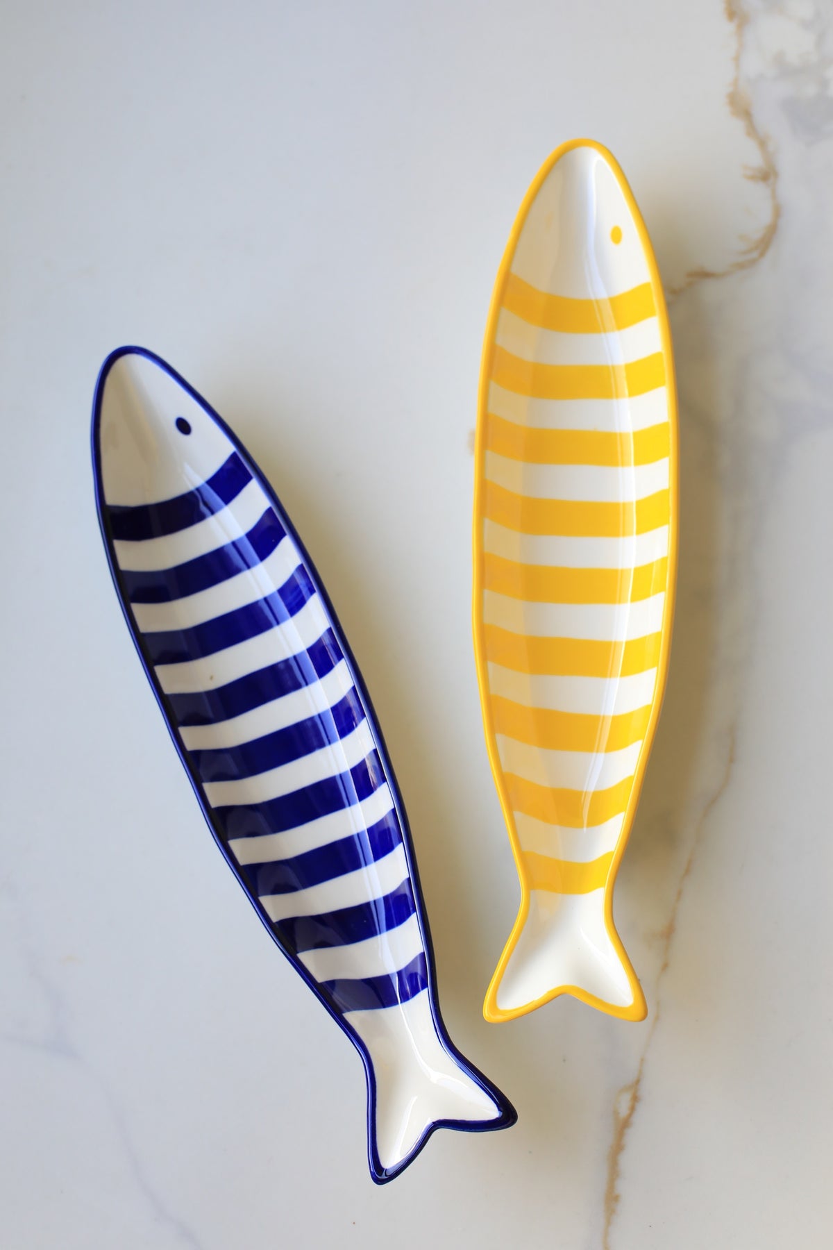 Striped Fish Shaped Ceramic Plate