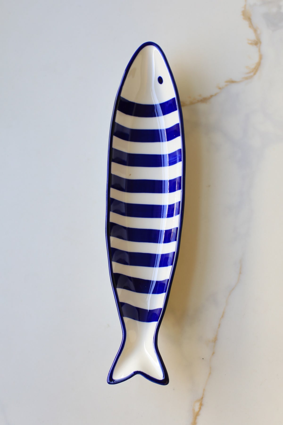 Striped Fish Shaped Ceramic Plate