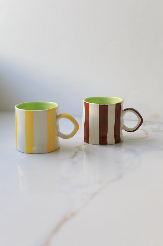 Vintage Striped Ceramic Coffee Mug