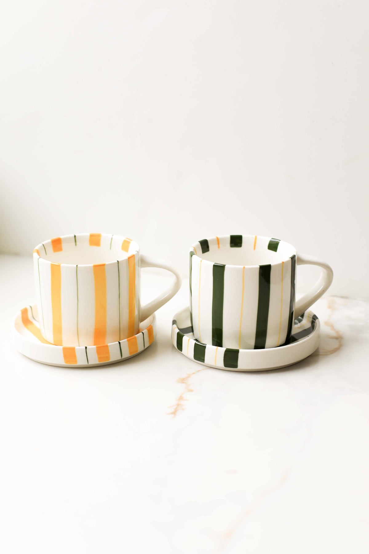 Linear Stripe Mug & Saucer Set