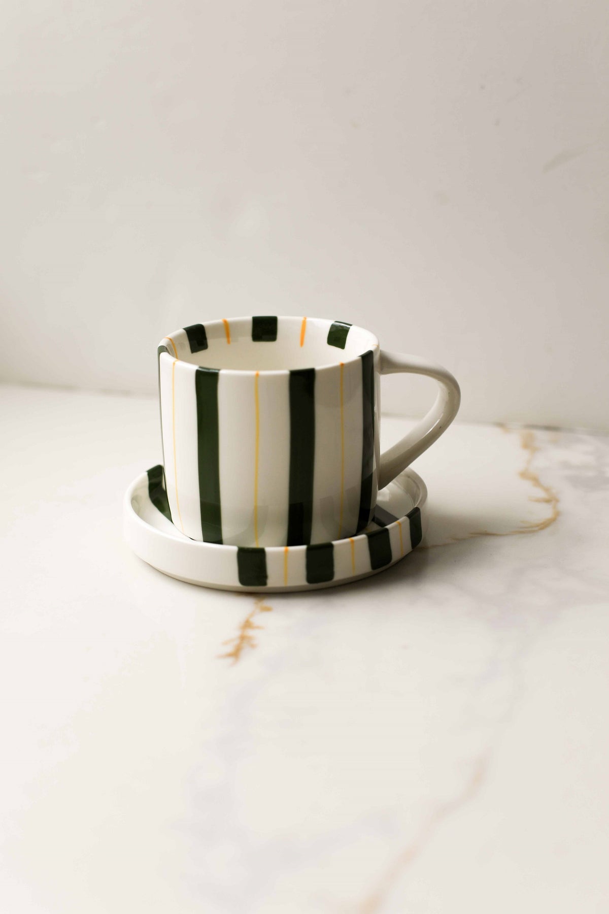 Linear Stripe Mug & Saucer Set