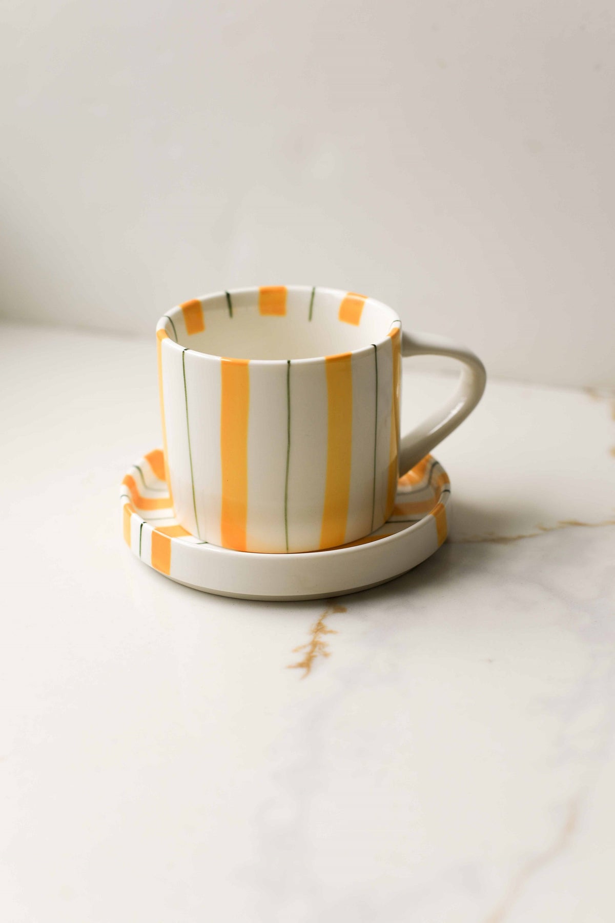 Linear Stripe Mug & Saucer Set